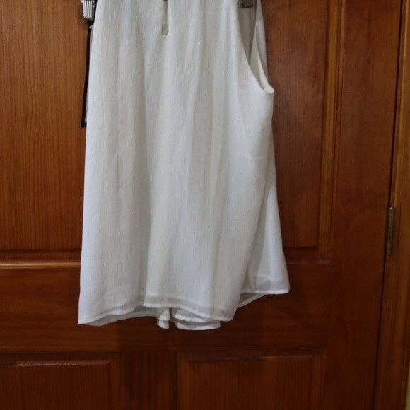 Allison Taylor White Sleeveless Big Floppy Bow Pleated Yoke Top NWT LG - Picture 4 of 12